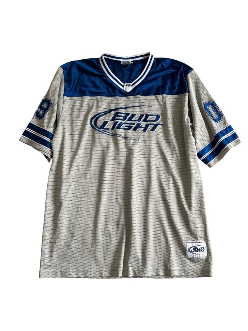 Vintage Bud Light Men's Sz XXL Mesh Football Jersey With 09 Patch & Logo